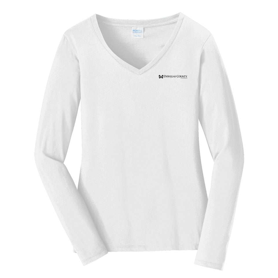 Douglas Co. Gov. | Port & Co™ Women's Long Sleeve Fan Favorite™ V-Neck Tee (LPC450VLS)
