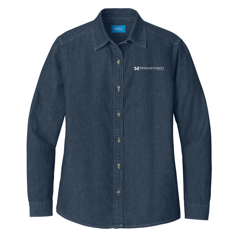 Douglas Co. Gov. | Port & Co. Women's Long Sleeve Denim Shirt (LSP10)