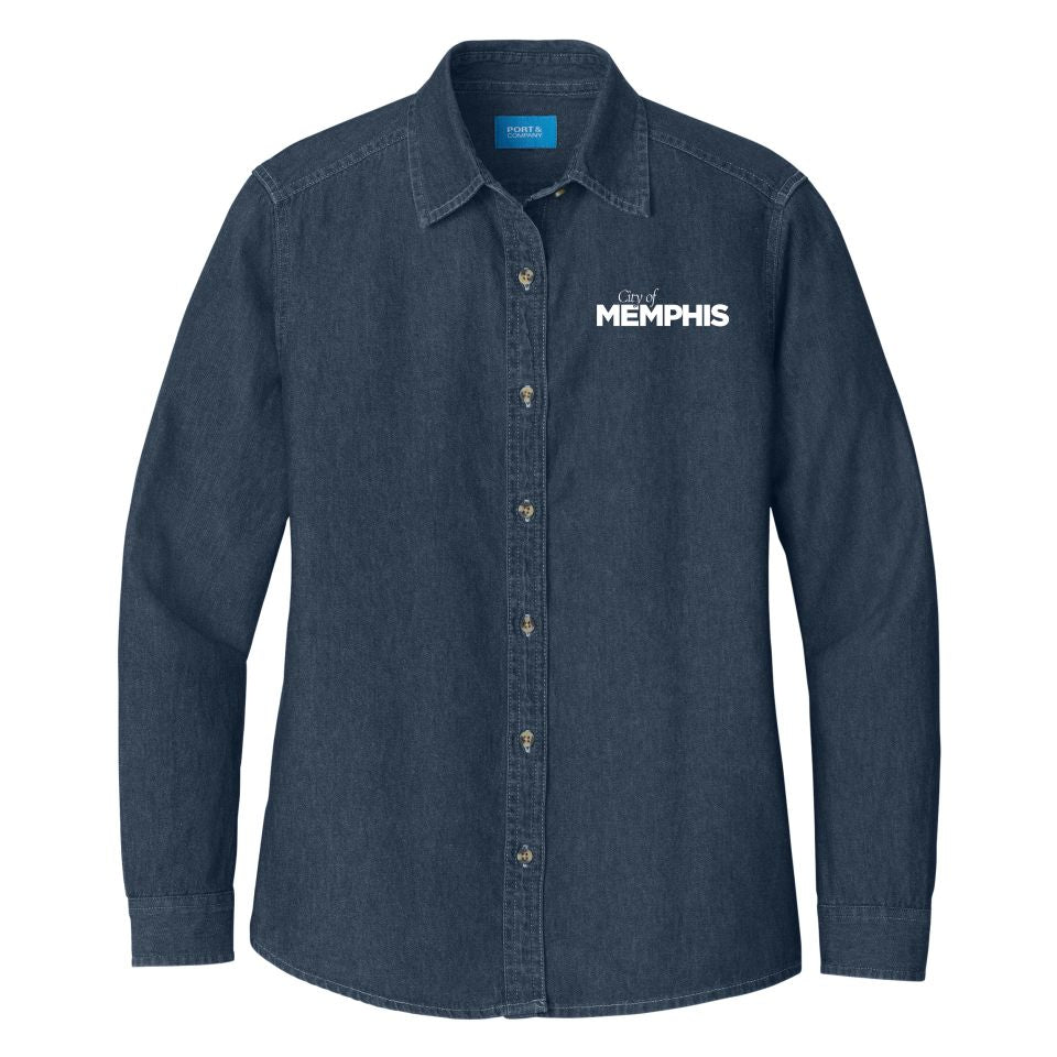City of Memphis | Port & Co™ Women's Long Sleeve Value Denim Shirt (LSP10)